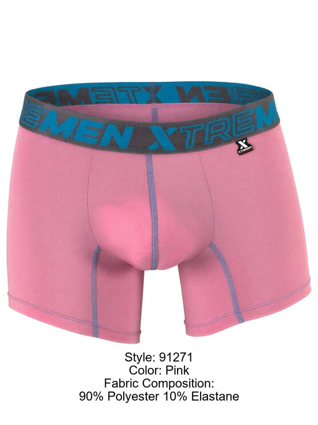 Xtremen 91271 Men's Underwear Sleek Microfiber Boxer Briefs Color Pink