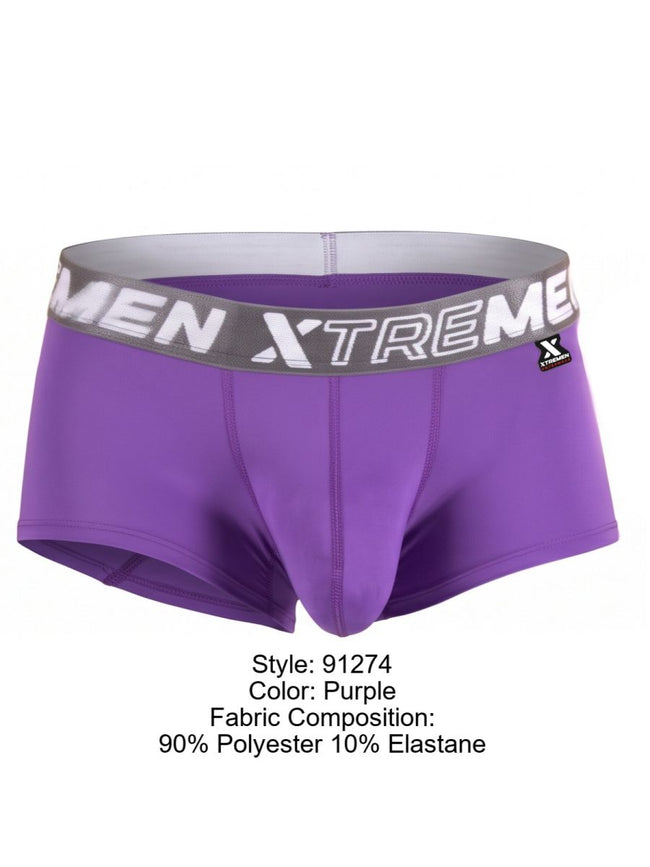 Xtremen 91274 Men's Underwear Microfiber Trunks for Daily Support Color Purple