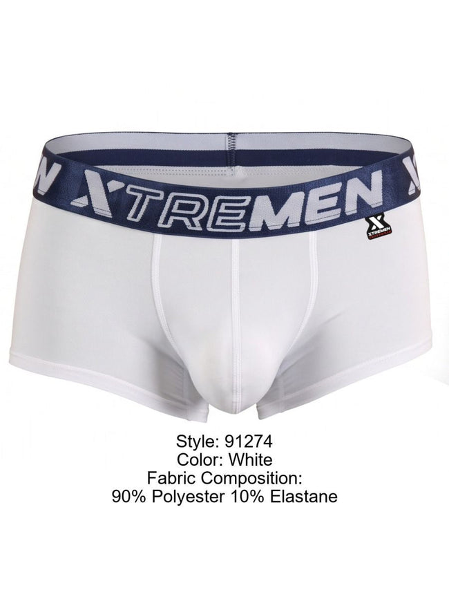 Xtremen 91274 Men's Underwear Microfiber Trunks for Daily Support Color White