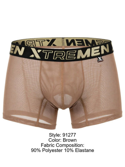 Xtremen 91277 Men's Underwear Microfiber Mesh Boxer Briefs Color Brown
