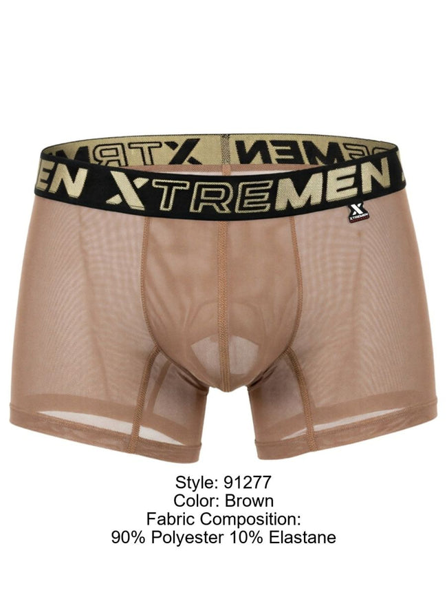 Xtremen 91277 Men's Underwear Microfiber Mesh Boxer Briefs Color Brown