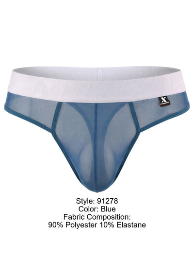 Xtremen 91278 Men's Underwear Breathable Microfiber Mesh Thongs Color Blue