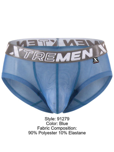 Xtremen 91279 Men's Underwear Microfiber Mesh Breathable Briefs Color Blue