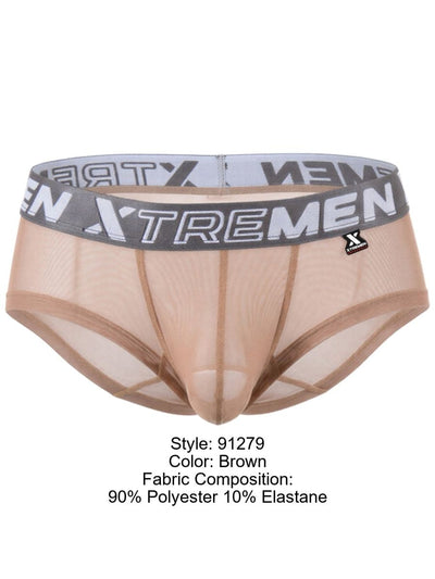 Xtremen 91279 Men's Underwear Microfiber Mesh Breathable Briefs Color Brown