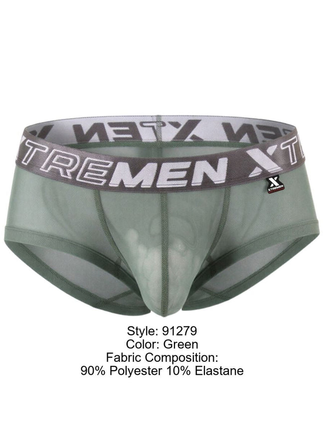 Xtremen 91279 Men's Underwear Microfiber Mesh Breathable Briefs Color Green