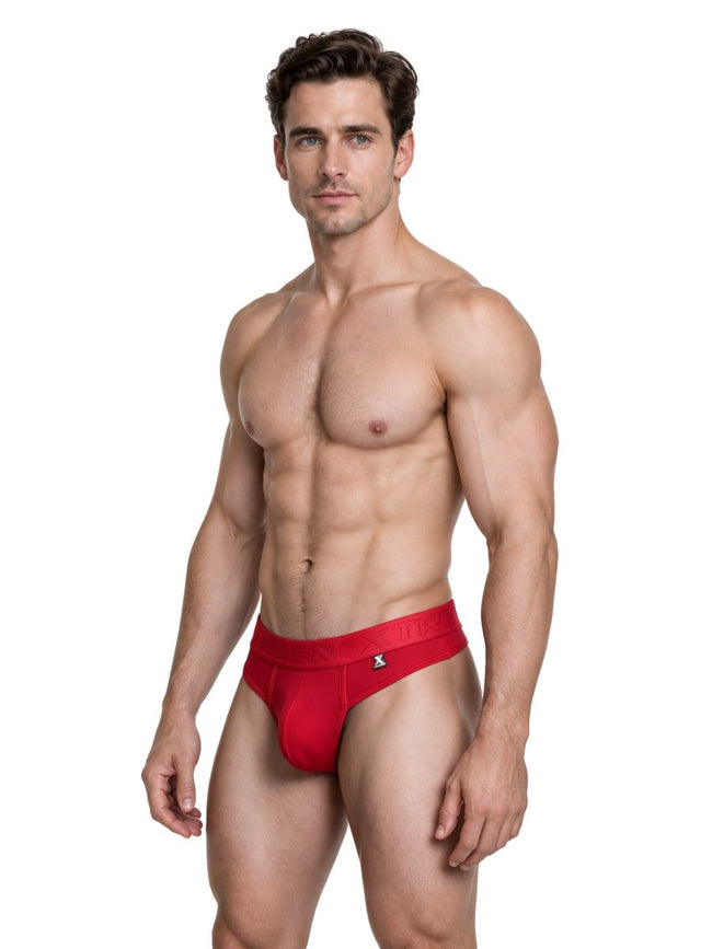 Xtremen 91281 Men's Underwear Sleek Microfiber Thongs Color Red