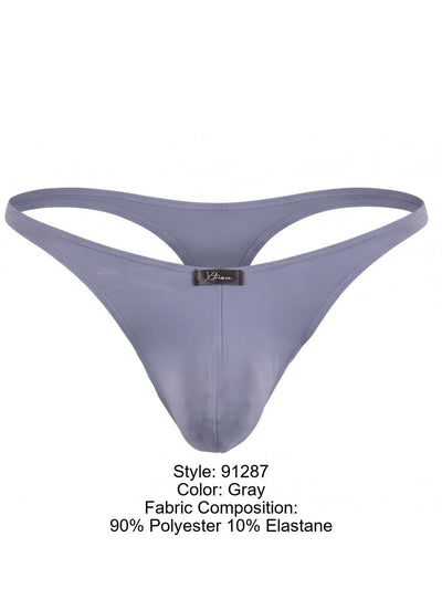 Xtremen 91287 Men's Underwear Microfiber Thongs Sleek Minimalist Style Color Gray