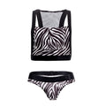 CandyMan 99524 Printed Top and Thong Set Color Black-Zebra