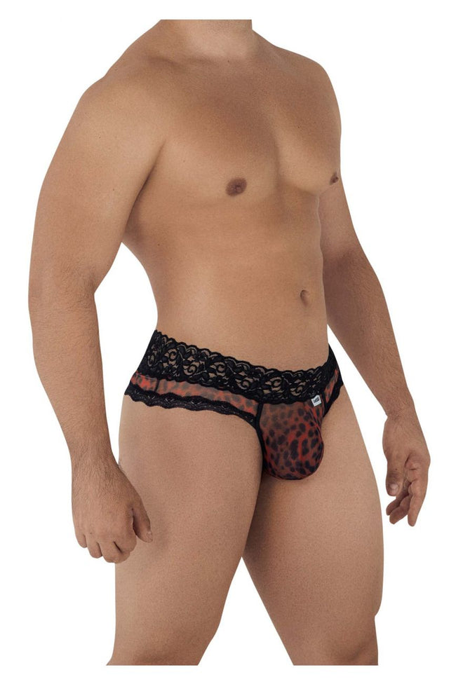 CandyMan 99596 Mesh-Lace Thongs Color Leopard Print