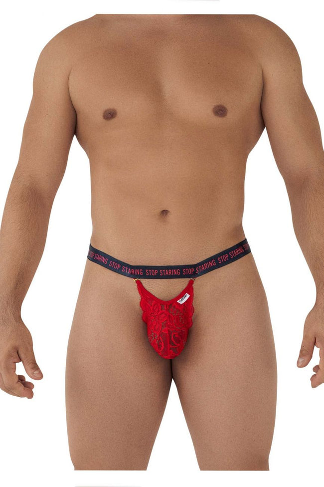 CandyMan 99619 Stop Staring Lace Jockstrap Color Red
