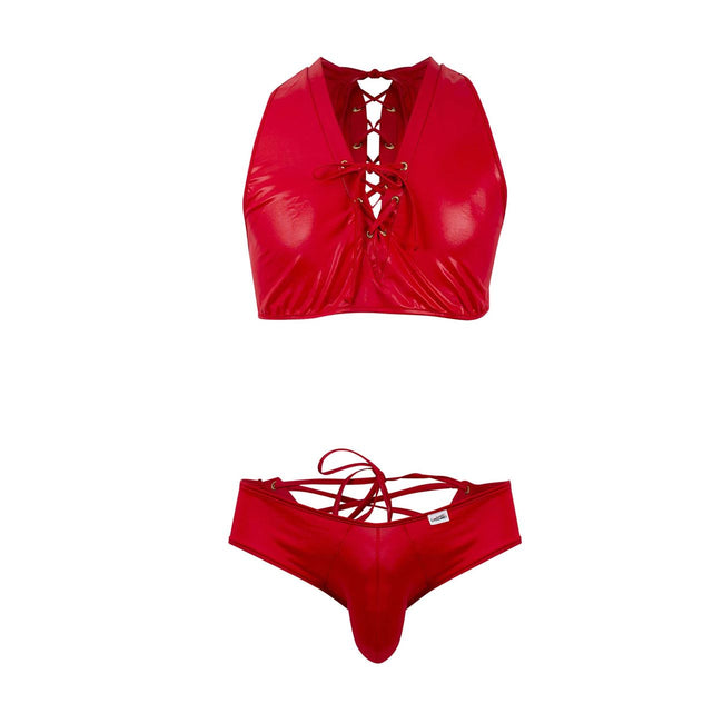 CandyMan 99628 Top and Brief Two Piece Set Color Red