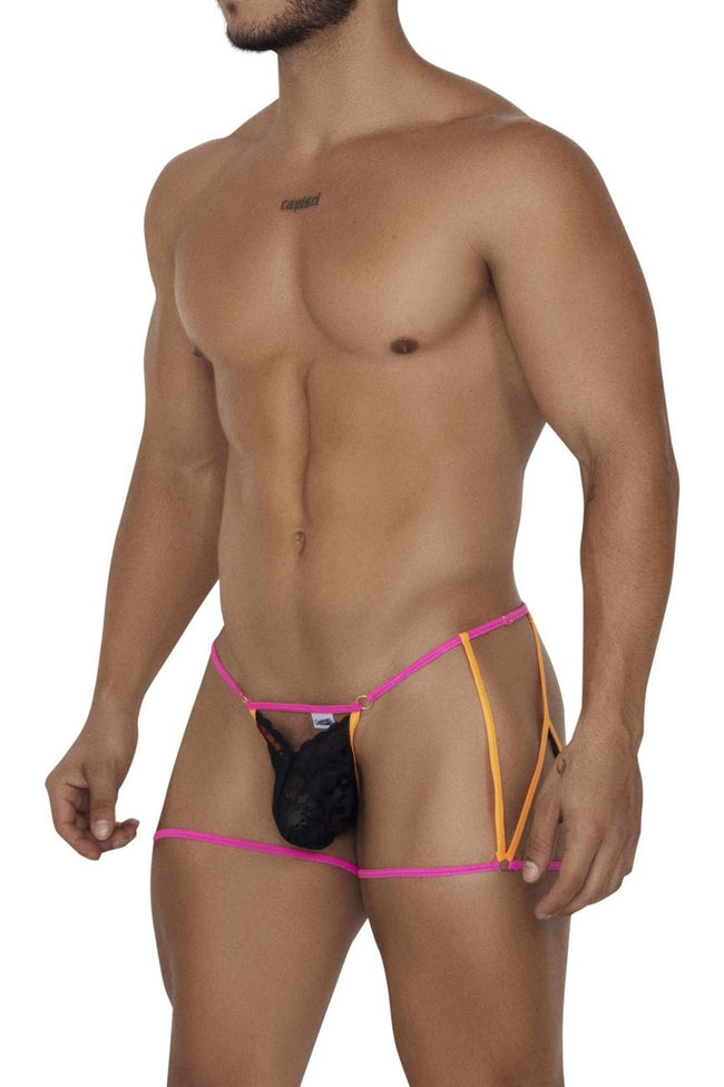 CandyMan 99678 Garter Thongs Color Neon-Black