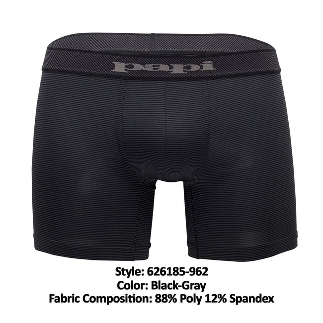 Papi 626185-962 Cool2 2PK Solid Boxer Briefs Color Black-Gray
