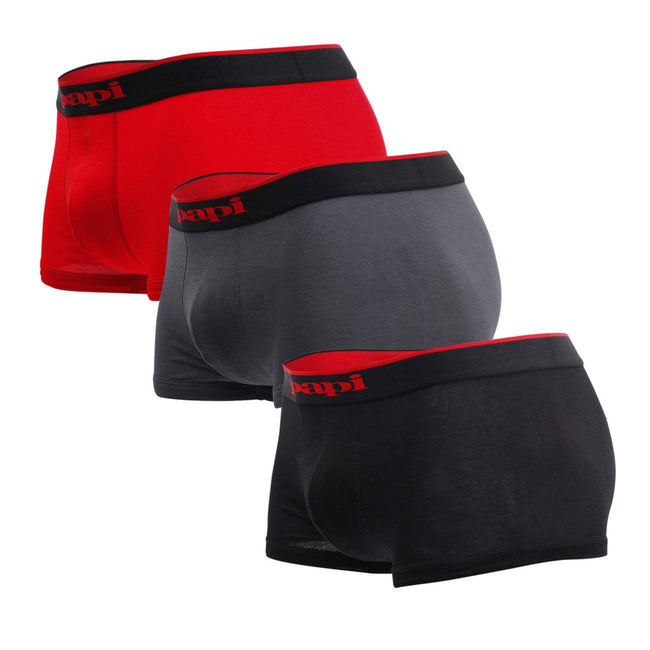 Papi 980501-950 3PK Cotton Stretch Brazilian Solids Color Red-Gray-Black