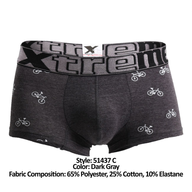 Xtremen 51437C Cycling Print Boxer Briefs Color Dark Gray