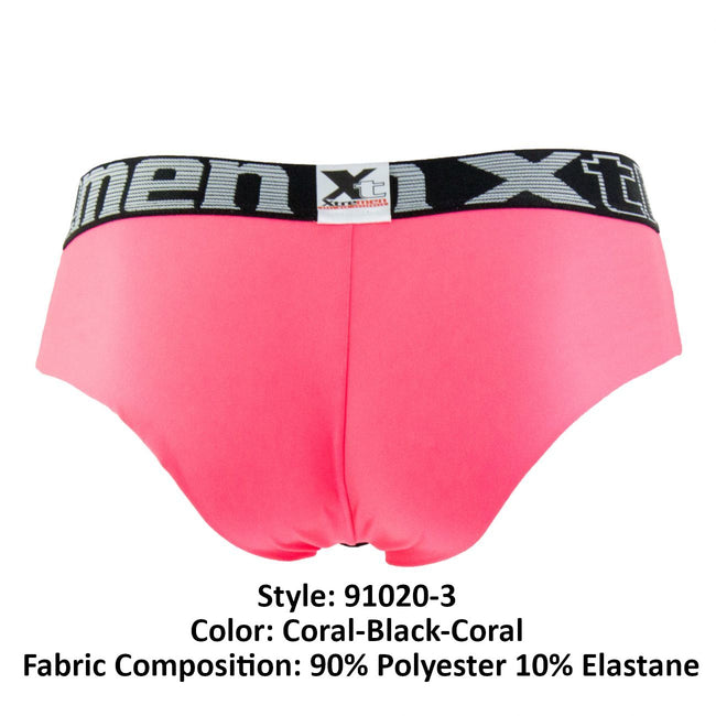 Xtremen 91020-3 3PK Briefs Color Coral-Black-Coral